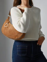 Sac Port� �paule Altesse Suede Cuir Etrier Beige altesse suede EASU017M-vue-porte